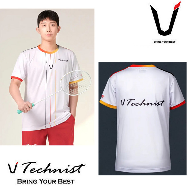 테크니스트 티셔츠 배드민턴 상의 기획 전사 반팔티 화이트 23TT-86A62WH 남성 여성 커플 배드민턴복
