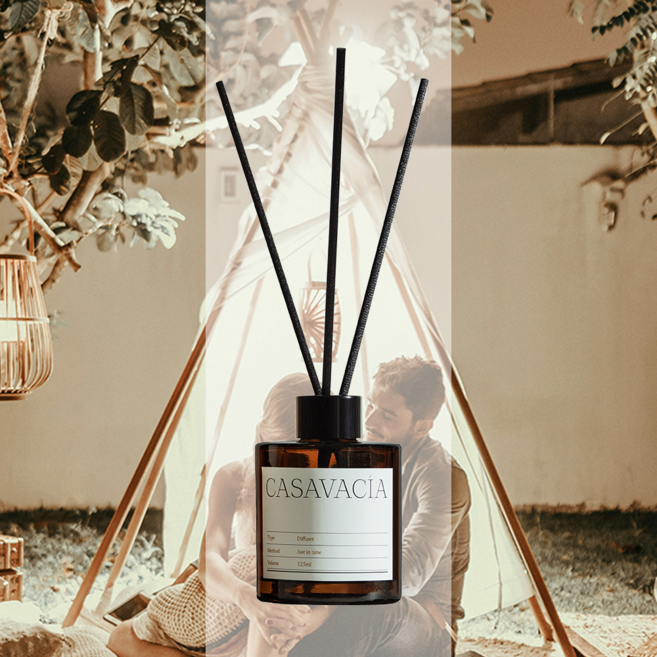 카사바시아 화장실 천연 디퓨저 방향제, 1개, 125ml, 화이트스웨이드