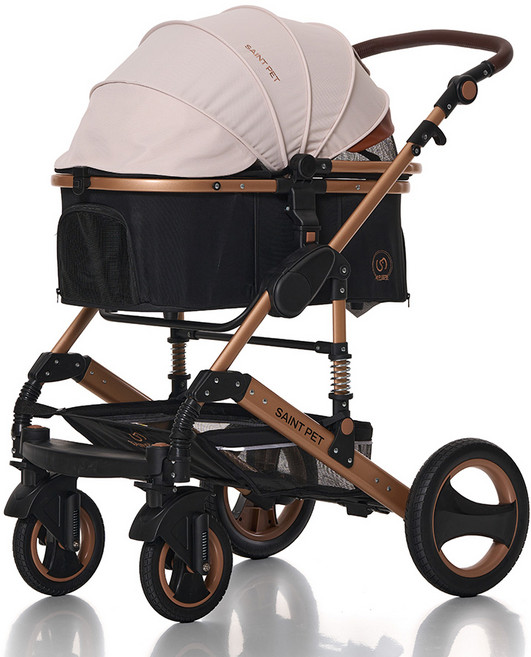 세인트펫 프리미엄 강아지유모차 알루미늄 프레임 30.5cm 대형바퀴 에버메이트 엘리트, 2. 아이보리&블랙