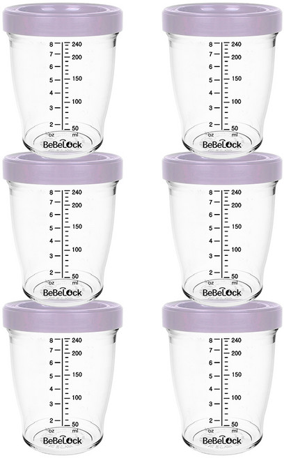 베베락 아이와 트라이탄 이유식용기 240ml (3+3개입), 1세트, 아이와 트라이탄 240ml(라벤더3P+라벤더3P), 1ml