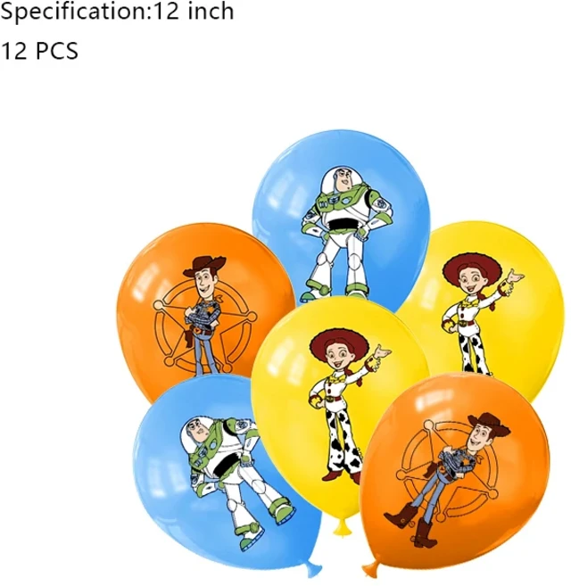 버즈 라이트이어 토이스토리 생일 파티 장식 배경 어린이용 알루미늄 라텍스 풍선 일회용, 01 기타, 18 Latex Balloon -12pcs