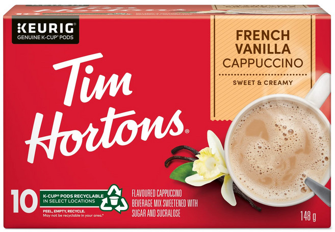 캐나다 커피 팀홀튼 큐리그 K컵 포드 캡슐 오리지널 프렌치바닐라 다크 혼합 메이플 디카페인, 1개