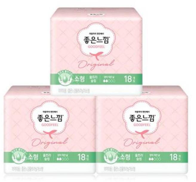 좋은느낌 오리지널 울트라슬림 날개 소형 18Px3팩 /생리대, 소형/라이트