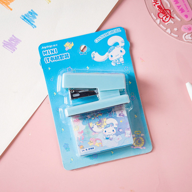 BenF Joy 산리오 스테이플러 미니 소형 생활 사무 문구 용품 사무실 학교 학원 가정용 휴대용 호치케스 스테플러, 시나모롤, 1개