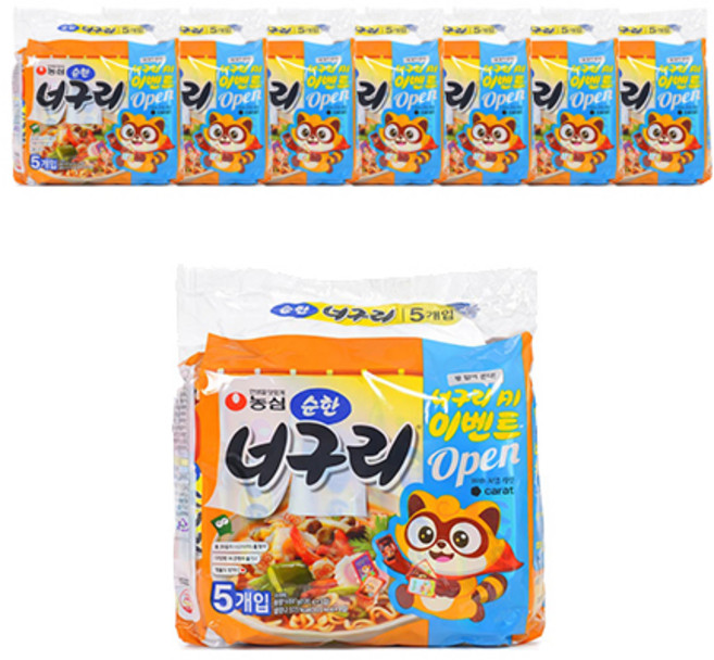 NONGSHIM 農心 爽口海鮮味浣熊烏龍麵 5入組 境內版 600g, 40個