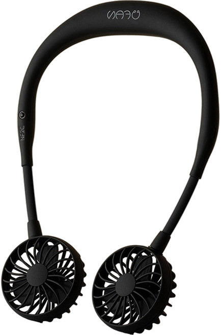 블루아이디 넥밴드 휴대용 선풍기, 블랙, BI-NF2