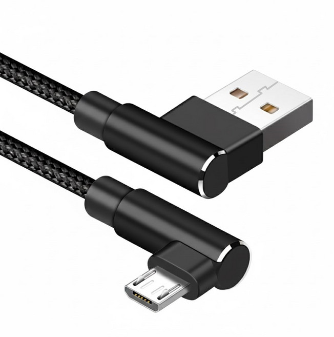 ㄱ자형 마이크로 5핀 충전케이블 1M 블랙 90도 ㄱ자케이블, 1개