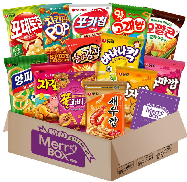스낵 13종세트 1호{새우깡+양파링+바나나킥+꿀꽈배기+자갈치+감자깡+고구마깡+오감자+꼬북칩+스윙칩+왕고래밥+눈을감자+꼬깔콘}+메세지카드, 1박스, 과자세트