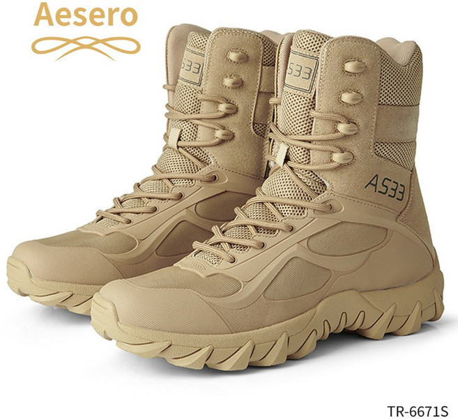 Aesero 남성용 등산화 아웃도어 방수 하이컷 통기성 전투화 초경량 트레킹화 군화 TR-6671S