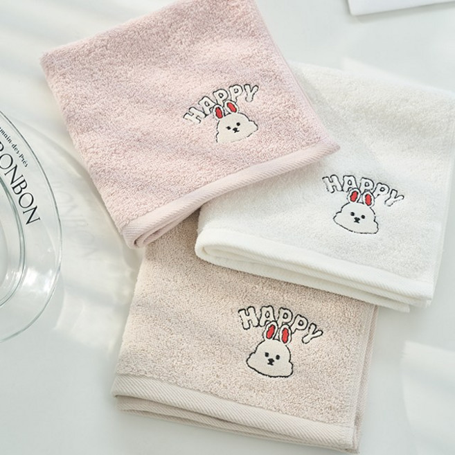 해피토끼자수 핸드타올 3P SET, 1개