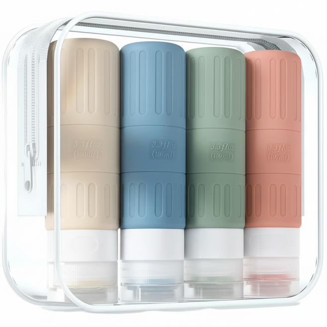 로열스테디 새지않는 기내반입 100ml 여행용 공병 세트, 1세트, 혼합색상A