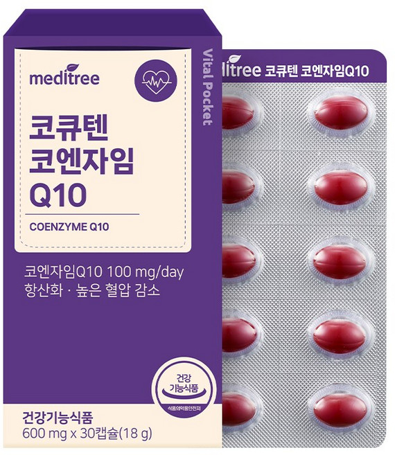 메디트리 바이탈포켓 코큐텐 코엔자임 Q10 항산화 높은 혈압 감소 영양제, 1개, 30정