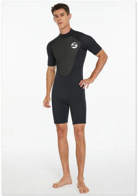 프리다이빙슈트 2mm 남성 반팔 수영복 웻슈트 스노클링 서핑 잠수복 스쿠버 다이빙 스킨스쿠버 수상스키 수영, black A