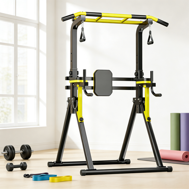 와이드 접이식 치닝디핑 철봉 턱걸이기구 가정용철봉 친업 풀업, 검정색