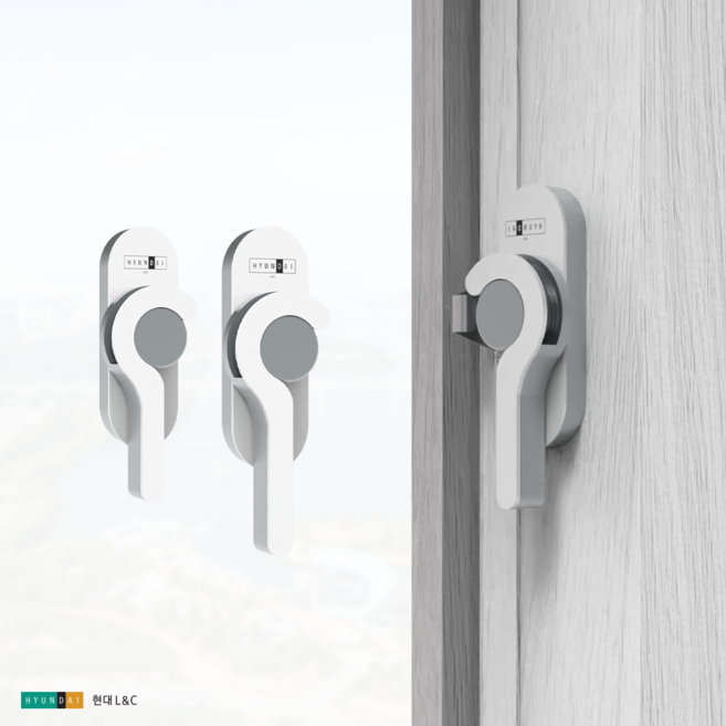 한화 현대 L&C 화이트 크리센트 샷시 문고리 잠금장치 걸쇠, 1개