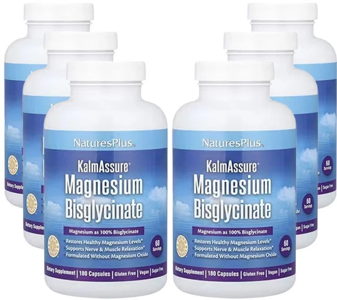 네이쳐스플러스 KalmAssure 마그네슘 비스글리시네이트 180캡슐(캡슐 1정당 70mg), 6개, 180정 - 쿠팡