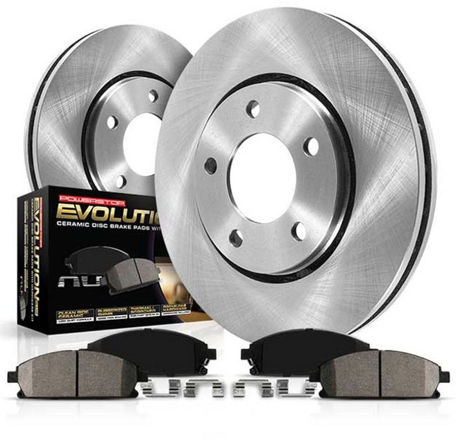파워 스톱 프론트 KOE258 스톡 교체 브레이크 패드 및 275mm 로터 키트 오토스페셜 [2006-2008 토요타 라브 4 3열 시트 미포함 2013-2018 장착 모델 -, Stock Replacement