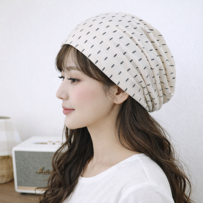 제이제이나인 에코 사계절 수면 비니 실내 면 데일리 중년여성 두건 모자