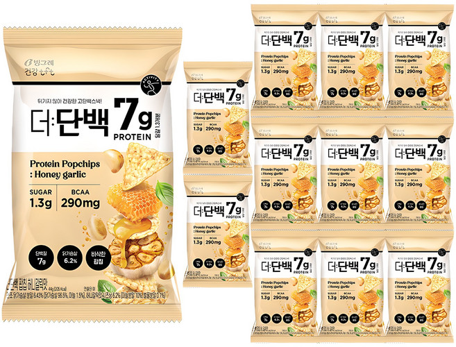 더단백 빙그레 건강tft 팝칩 허니갈릭맛, 12개, 44g