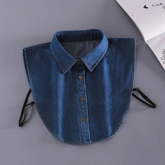 남녀공용 페이크 레이어드 카라 데님 블라우스 셔츠 페이크데님레이어드셔츠