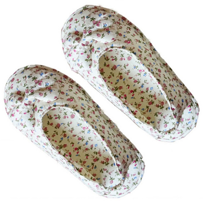 05덧신형 면 거실화 어린이집교사 실내화, 플라워, 1개