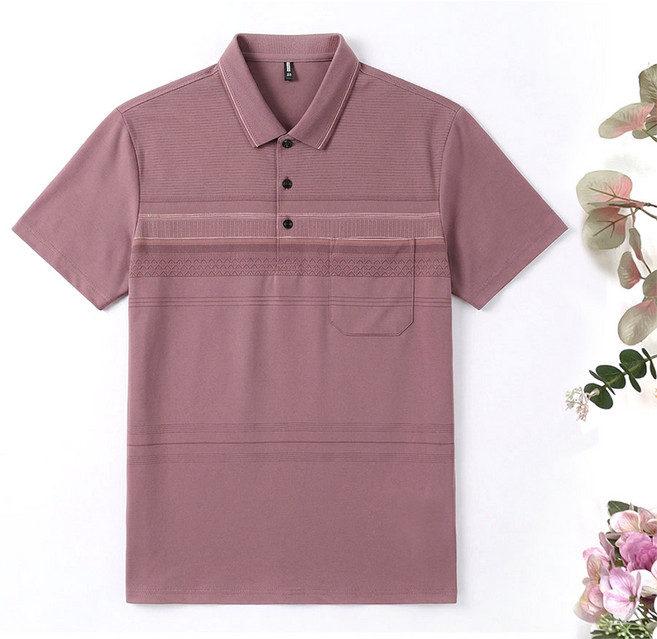 국민할배 할아버지옷 여름 도형단가라 포켓 카라 반팔 티셔츠[[SHM-16_5881] 아빠옷 요양원옷