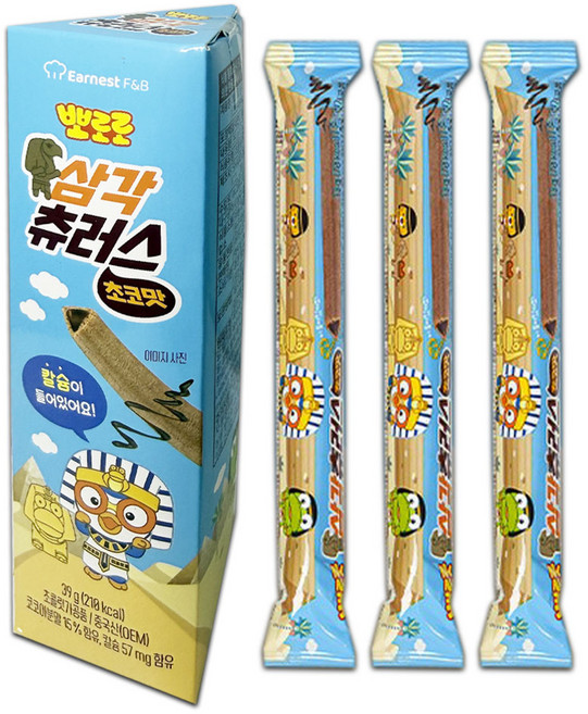 뽀로로 삼각 츄러스 칼슘 초코맛 3개입 1개, 39g