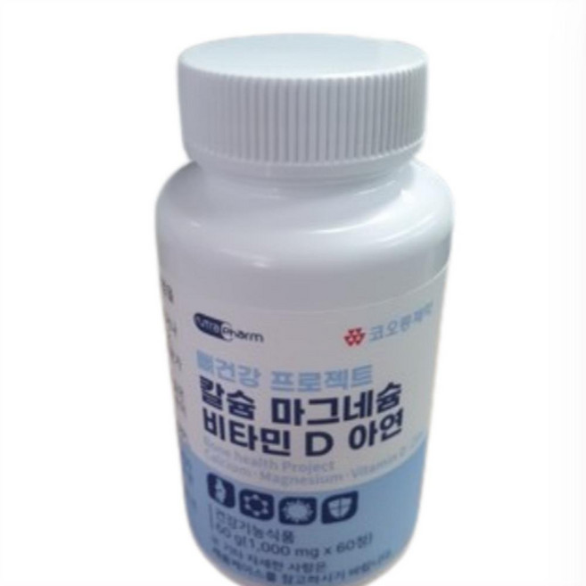 코오롱제약 뼈건강엔 칼슘 마그네슘 비타민D 아연, 4개, 60정
