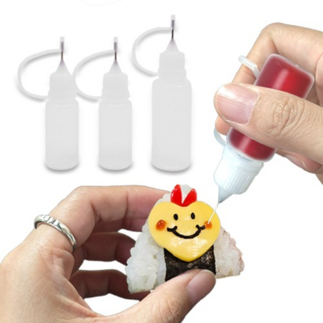 콩콩도시락 도시락 꾸미기 주먹밥 장식 볼터치용 데코 소스통 3개입, 1세트, 10ml