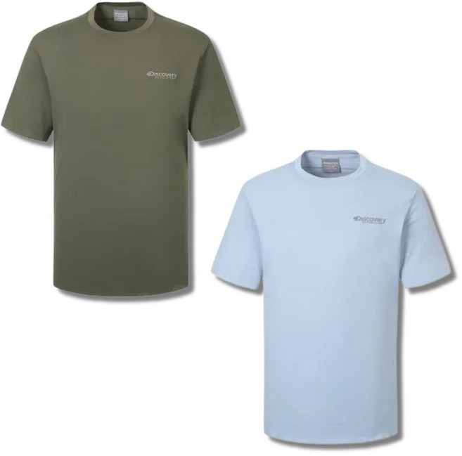 백화점정품 디스커버리 남성 베이직 반팔 티셔츠 사선 절개 반소매 여름 기능성