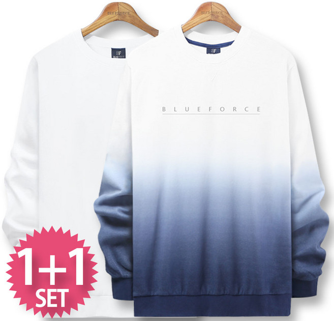 블루포스 헤튠 맨투맨 + 심플 맨투맨 [2장 묶음] 남자 긴팔 티셔츠 남성 빅사이즈 운동복 가을 단체티 커플티 츄리닝