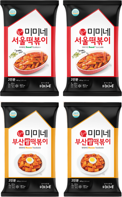 [미미네] 서울떡볶이 + 부산쌀떡볶이 (총 8인분), 4개, 475g