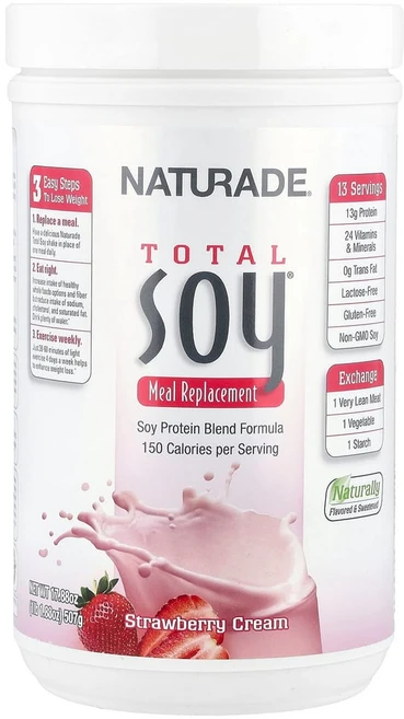 Naturade Total Soy 식사 대용 딸기 크림 507g(17.88oz), 507g, 1개 - 쿠팡
