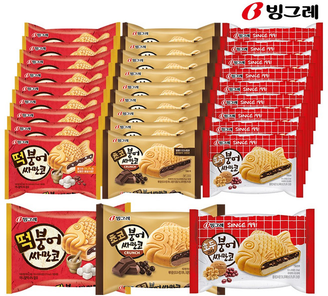 빙그레 붕어싸만코 떡10 호두10 초코10, 30개, 150ml