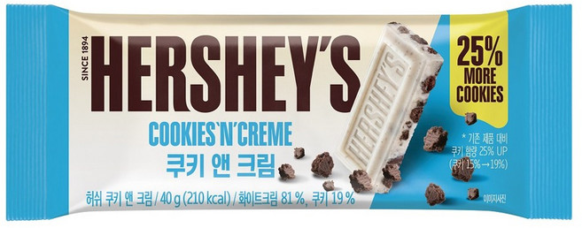 허쉬 쿠키 앤 크림 초콜릿, 40g, 1개