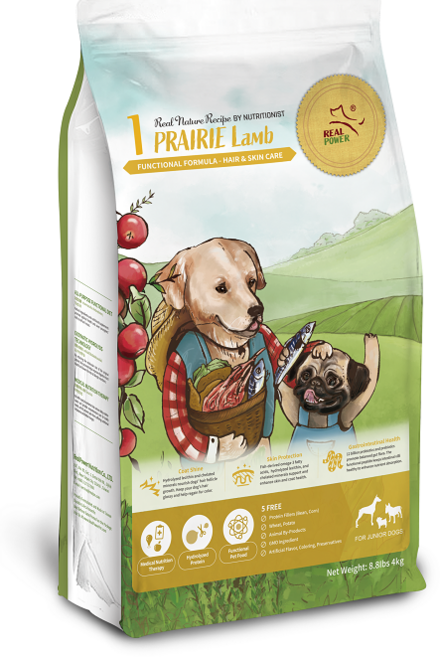 瑞威 Real Power 亮毛溫和配方 幼犬 草原羊肉飼料, 4kg, 1個, 混合口味