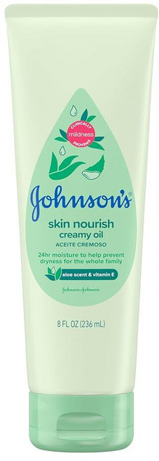 JohnsON 온's Skin Nourish Cream 크림y Oil 오일 Aloe Scent & Vitamin E 오일 Helps PreVENT 벤트 Dryness Moi