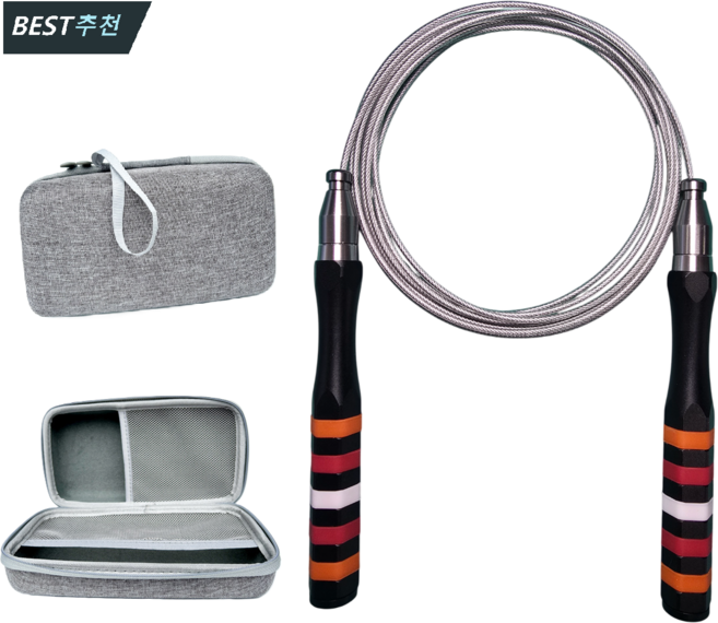 로픽 프리미엄 와이어 RPM 다이어트 원터치조절 고속회전 스피드 베어링 하드케이스 성인 줄넘기, 1개, 블랙