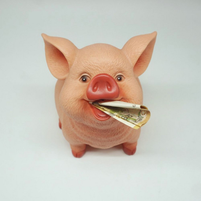 빌리네집 동전먹는 돼지 저금통 개업 새차 고사 돼지머리 대체, 살구색