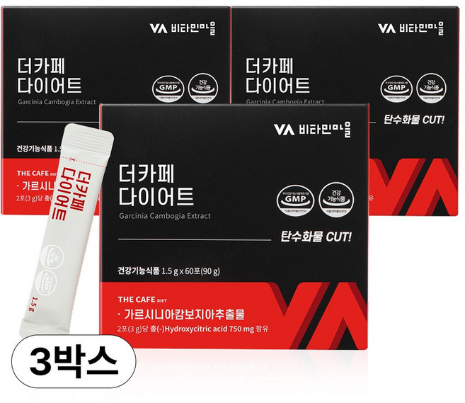 비타민마을 더카페 커피 가르시니아 다이어트보조제 60p, 90g, 3개