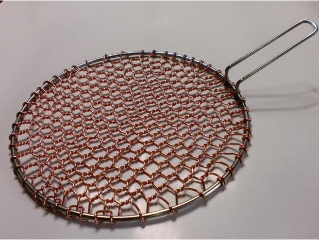 원형 구리석쇠 불판, 330mm 손잡이3센치꺾임, 1개