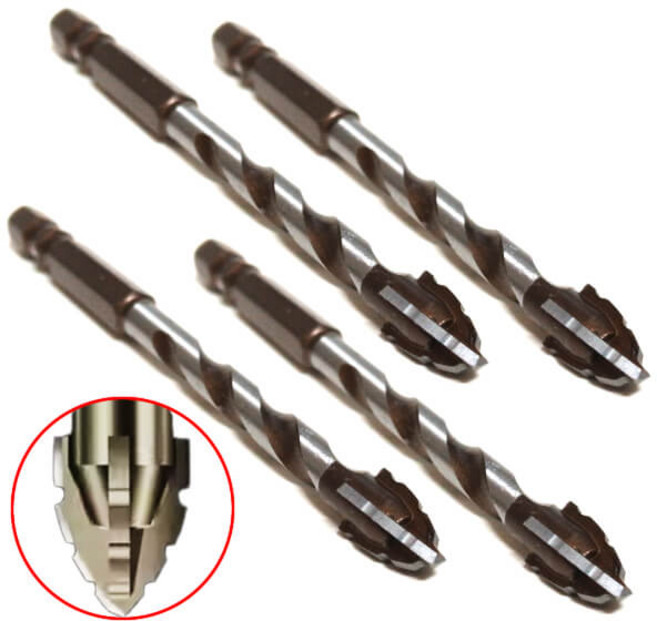 멀티 화살 타일 기리 4날 8mm x4 탭 드릴 비트 목재 콘크리트 철판 기리 콘기리, 4개