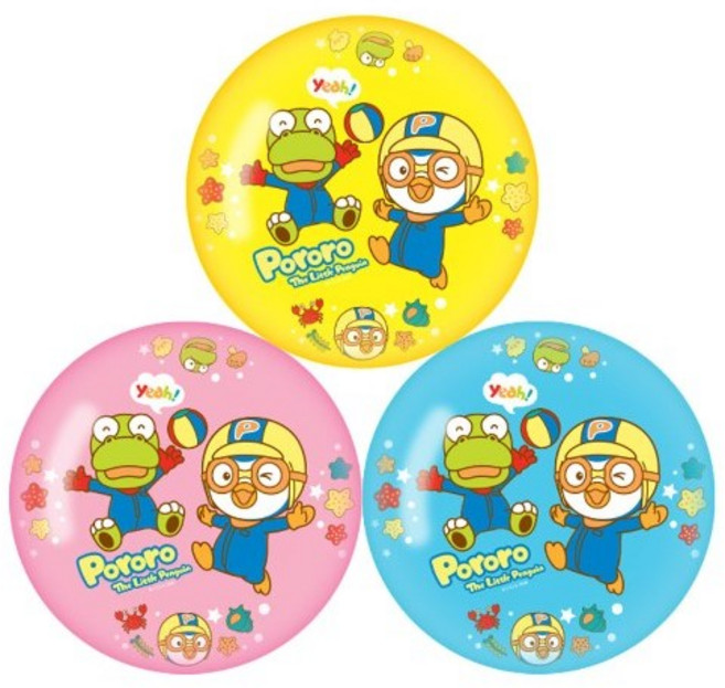뽀로로 26cm 대형 탱탱볼. 공놀이 축구공 아기공 아가볼, 옐로우, 1개