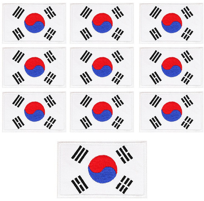알파벳샵 태극기 자수 와펜 패치 벨크로, 10개, 태극기 와펜