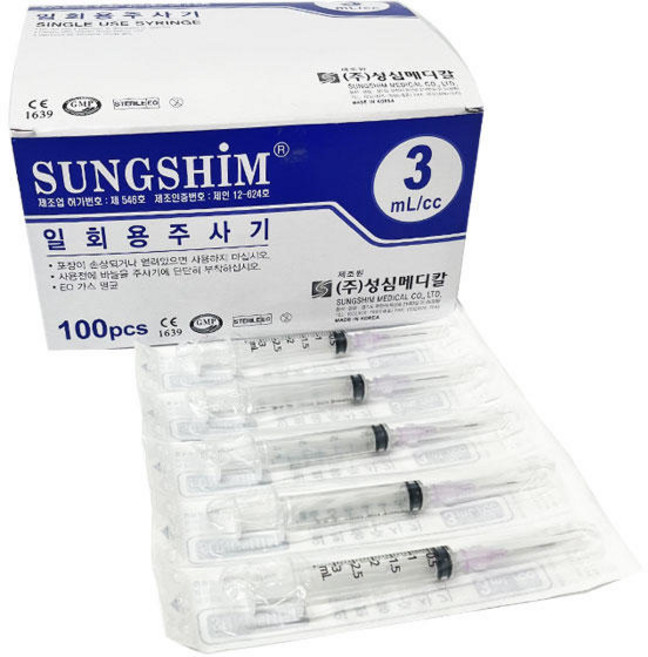 [성심]일회용주사기/[]3ml 24Gx19mm 100개입, 1개