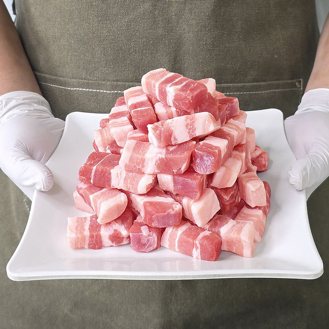 한 입 크기 컷팅완료 벽돌삼겹살 2kg, 1개