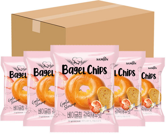 대용량 오븐베이크 베이글칩 갈릭새우맛 24봉 1Box, 1박스, 720g