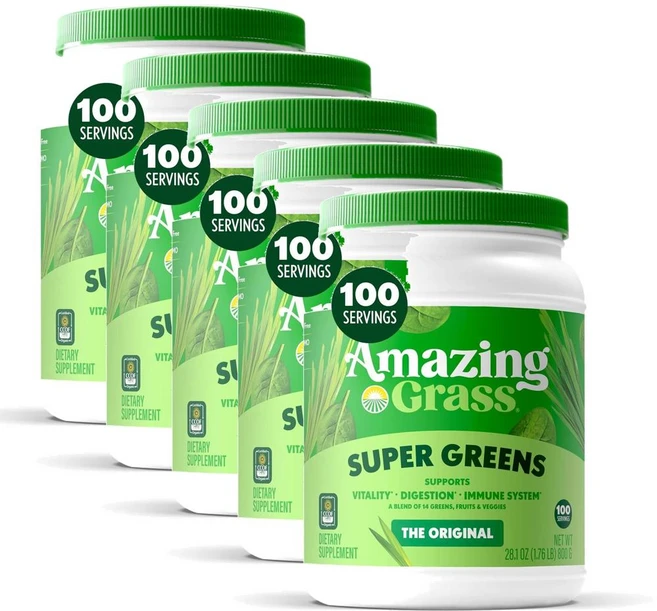 어메이징 그라스 그린 슈퍼푸드 블랜드 오리지널 Amazing Grass Greens Superfood, 5개, 800g - 쿠팡