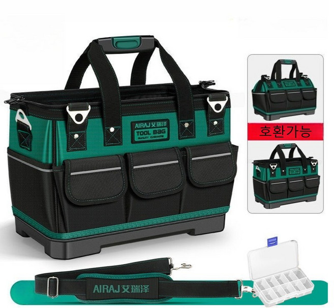 베베어스 절대안찢어지는 튼튼한 대용량 공구가방 공구함 다용도 공구 가방 토드백 휴대용 전동공구 이동식 보관함 수납가방 어깨끈포함, 고급형(18인치)