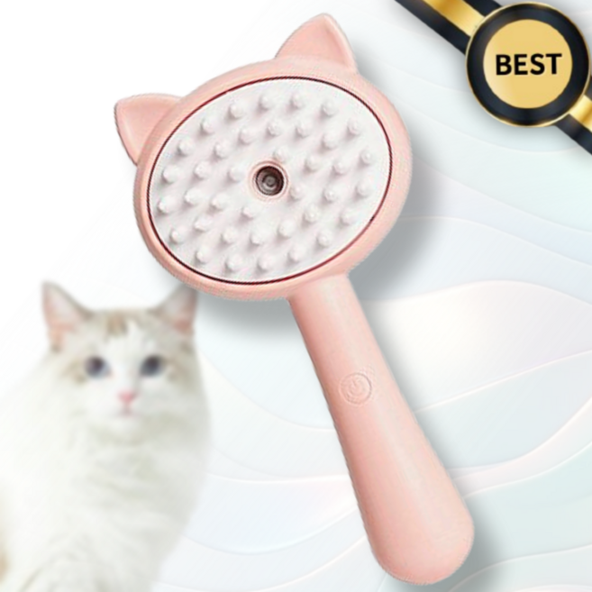 치히고 고양이스팀브러쉬 강아지빗 실리콘빗 스프레이 실리콘 브러쉬, 1개, 로즈쿼츠 핑크